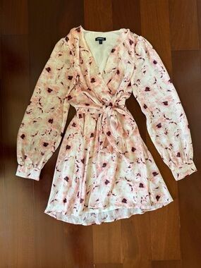 Express Pink Floral Wrap Dress Size XXS